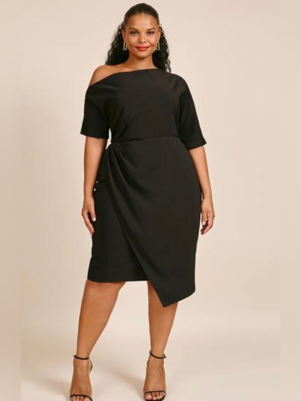 11-Honoré NWT Off-Shoulder Black Sheath Dress - Elegant Evening Style Size 20